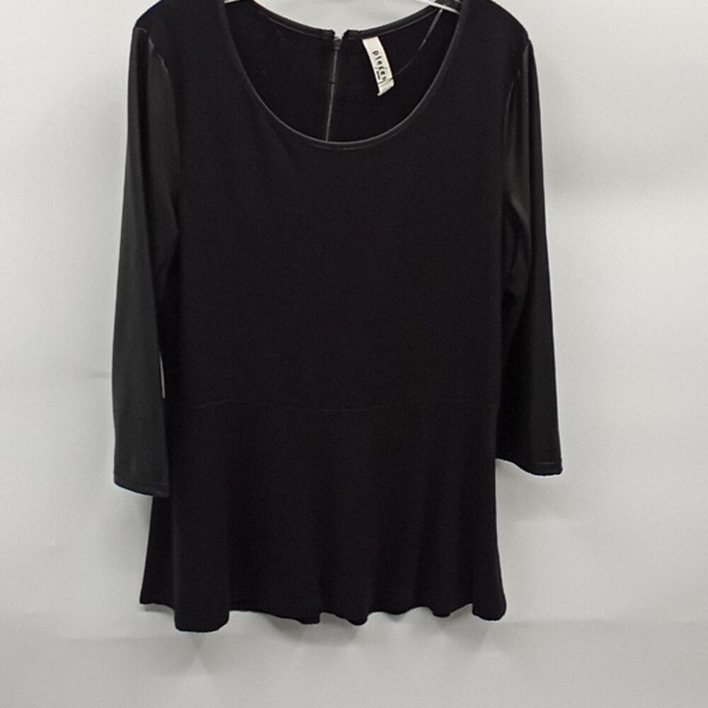 Kensie Pieces Women's Black 3/4 Sleeve Peplum Top Size Medium